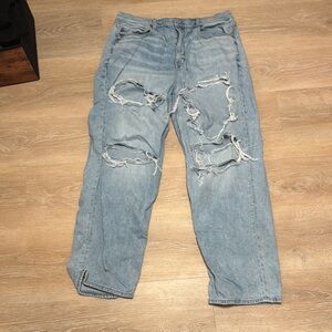 American Eagle Distressed Light Blue jeans — major distressing — size 18